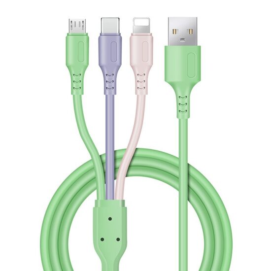 1.2m Aluminum Alloy 3-in-1 Braided Charging Cable for Apple and Type-C