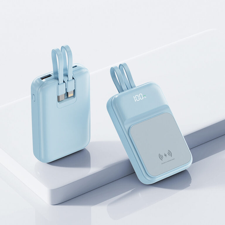 Mini magnetic wireless power bank with built-in cable, 10000mAh or 20000mAh
