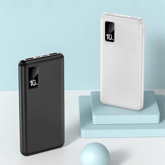 Mini 10000mAh fast charging power bank with digital display and custom gift logo

