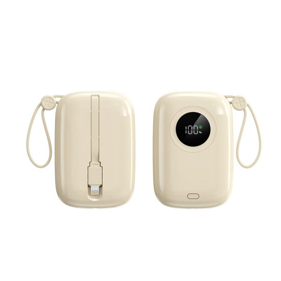 10000mAh Portable Power Bank with Built-in Cables and Fast Charging