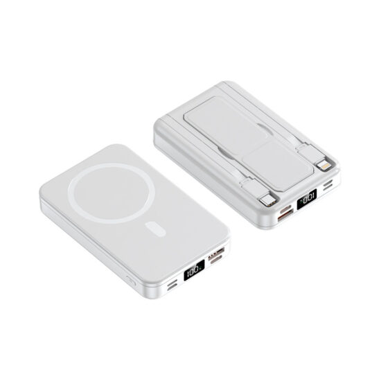 10000mAh magnetic wireless power bank with foldable stand and fast charging