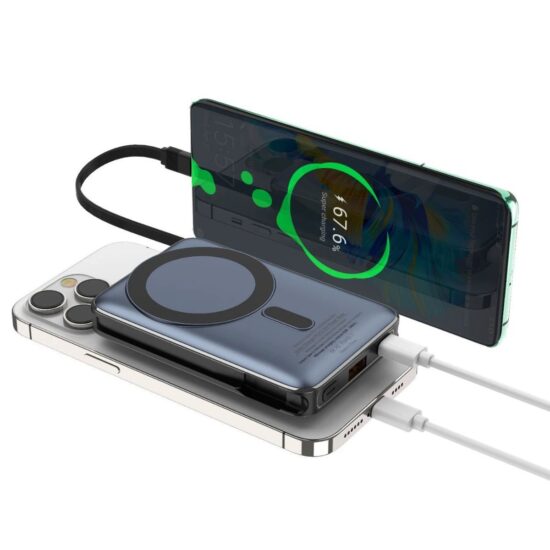 Magnetic Wireless 10000mAh Power Bank with Kickstand and Built-in Cable