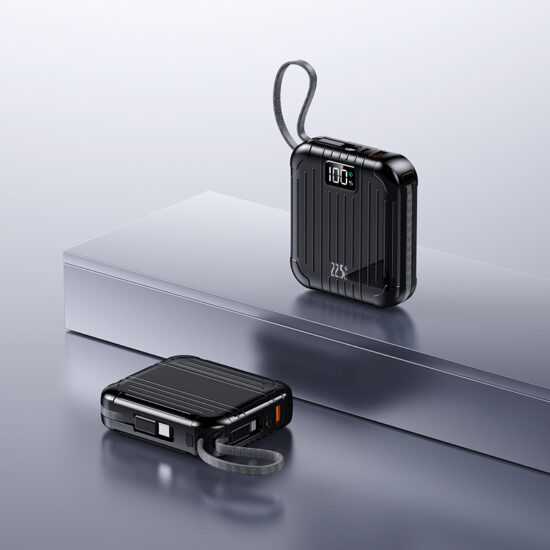 Portable 10000mAh Power Bank with Dual Fast Charging Cables