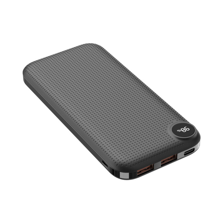 Slim 10000mAh Fast Charging Power Bank with LED Display for Travel and Business Use