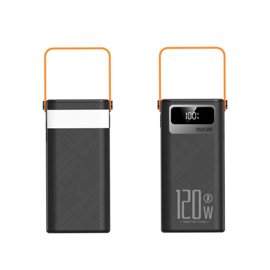 120W fast charge 50000mAh power bank with built-in cables for camping and live use