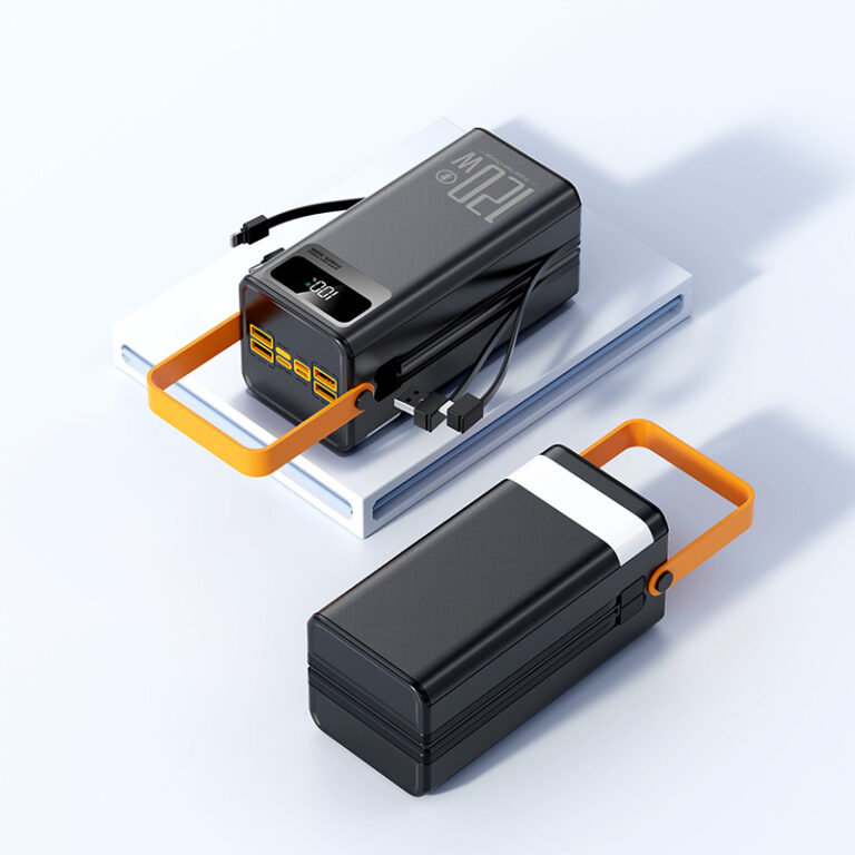120W fast charge 50000mAh power bank with built-in cables for camping and live use