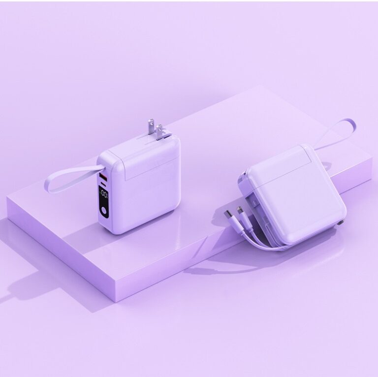 20000mAh Power Bank with AC Plug and Built-in Cable, 22.5W Fast Charging
