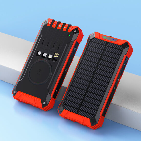20000mAh Solar Wireless Charger with Dual Flashlight for Outdoor Use