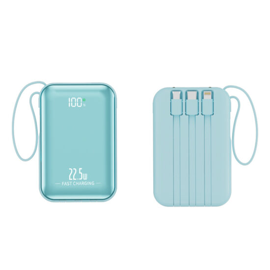 22.5W Fast Charging 20000mAh Power Bank with Built-in Cables and Custom Logo