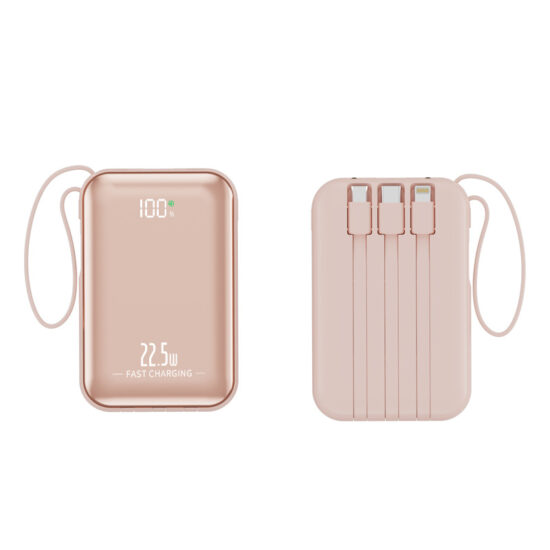 22.5W Fast Charging 20000mAh Power Bank with Built-in Cables and Custom Logo