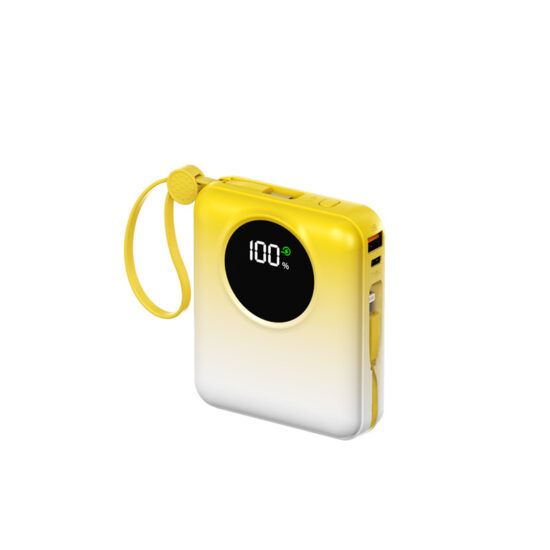 "Mini 20000mAh 22.5W fast charging power bank with built-in cables for smartphones"