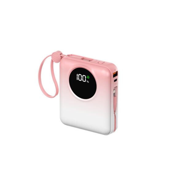 "Mini 20000mAh 22.5W fast charging power bank with built-in cables for smartphones"