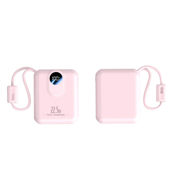 : Slim 22.5W fast charging power bank with built-in cables and custom logo