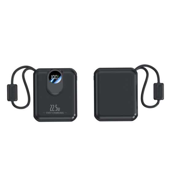 : Slim 22.5W fast charging power bank with built-in cables and custom logo