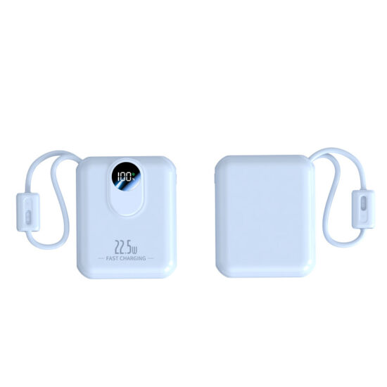 : Slim 22.5W fast charging power bank with built-in cables and custom logo