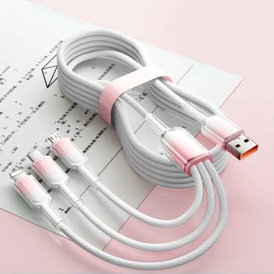 3-in-1 Gradient Fast Charging Cable with Ice Crystal Shell for Apple, Android, Huawei