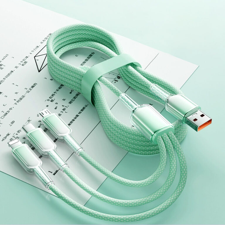 3-in-1 Gradient Fast Charging Cable with Ice Crystal Shell for Apple, Android, Huawei