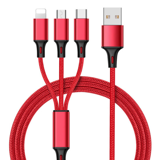 3-in-1 Multi Charging Cable for iPhone, Android & Type-C with Custom Logo Option