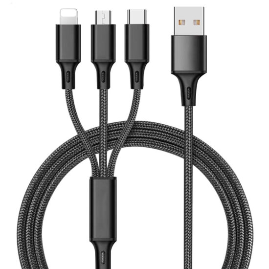 3-in-1 Multi Charging Cable for iPhone, Android & Type-C with Custom Logo Option