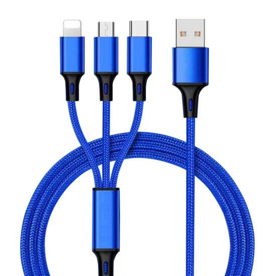 3-in-1 Multi Charging Cable for iPhone, Android & Type-C with Custom Logo Option
