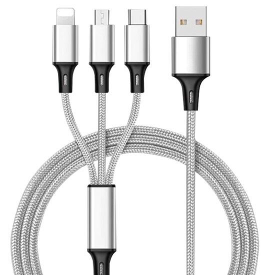 3-in-1 Multi Charging Cable for iPhone, Android & Type-C with Custom Logo Option