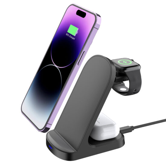 3-in-1 Wireless Charger Stand for Phone, Watch, and Earbuds