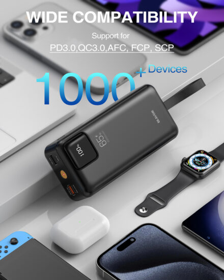65W 30000mAh High-Capacity Fast Charging Power Bank for Travel & Wholesale
