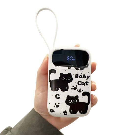 Cute slim 30000mAh power bank with built-in 3-in-1 cable and fast charging