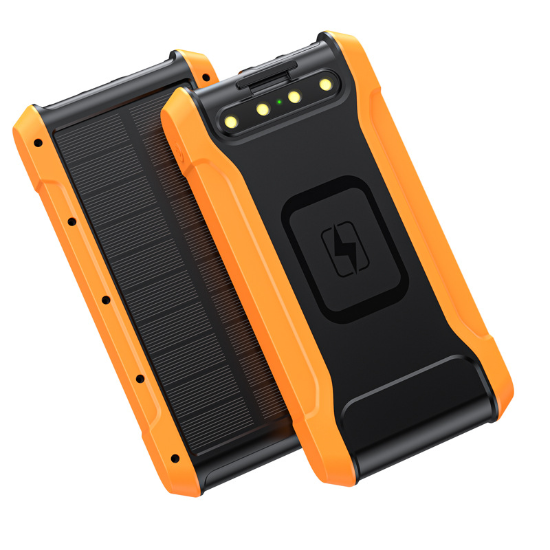 30000mAh yellow solar power bank with universal charging compatibility