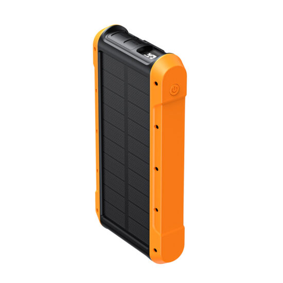 30000mAh yellow solar power bank with universal charging compatibility