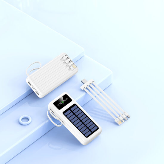 30000mAh Solar Power Bank Portable Charger with Removable Cable