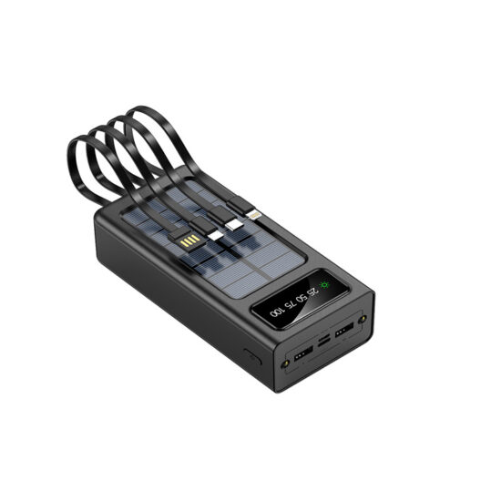 30000mAh Solar Power Bank with Four Built-in Charging Cables