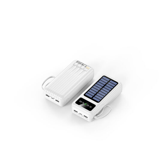 30000mAh Slim Solar Power Bank with Detachable Built-in Charging Cables