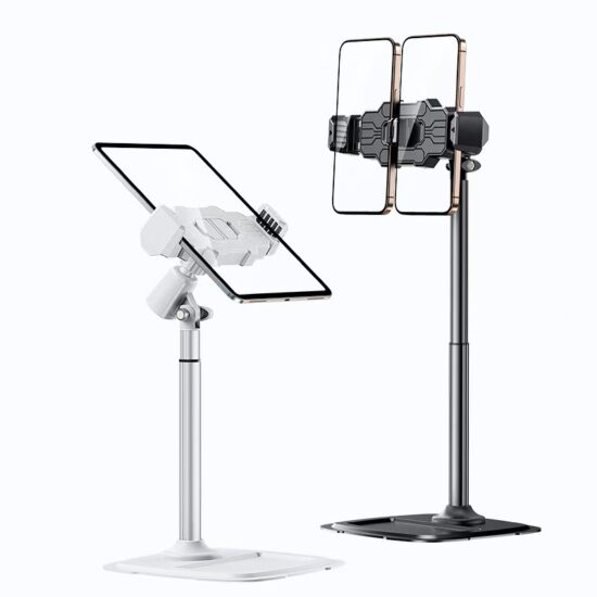 Adjustable 360° Rotating Metal Phone Stand with Round Base