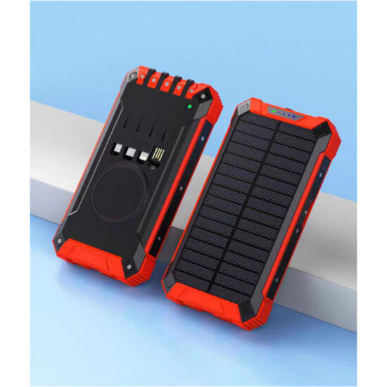 36800mAh Solar Power Bank with Built-in Cables for Outdoor Use