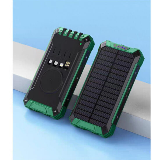 36800mAh Solar Power Bank with Built-in Cables for Outdoor Use