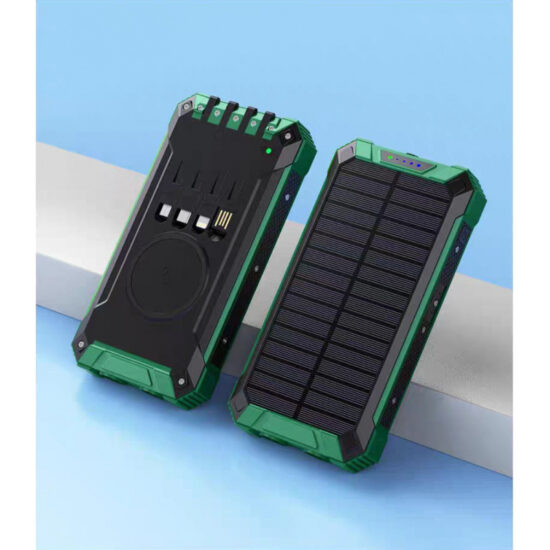 36800mAh Solar Power Bank with Built-in Cables for Outdoor Use