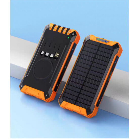 36800mAh Solar Power Bank with Built-in Cables for Outdoor Use