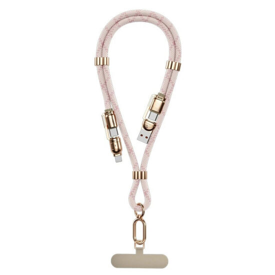 4-in-1 Fast Charging Data Cable with Crossbody Phone Lanyard Strap