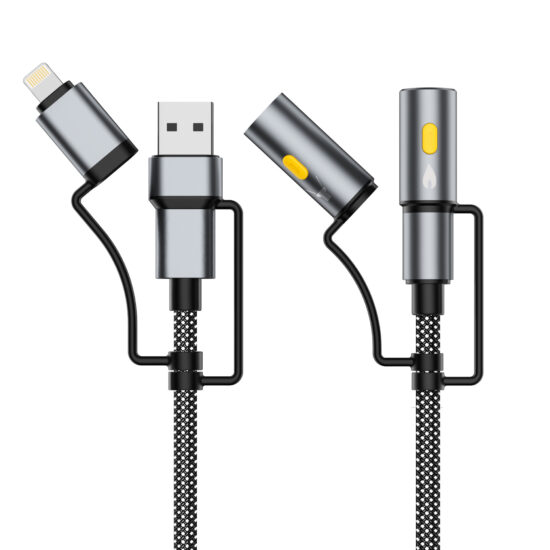 4-in-1 Braided Charging Cable Compatible with Huawei, Android, Apple Devices