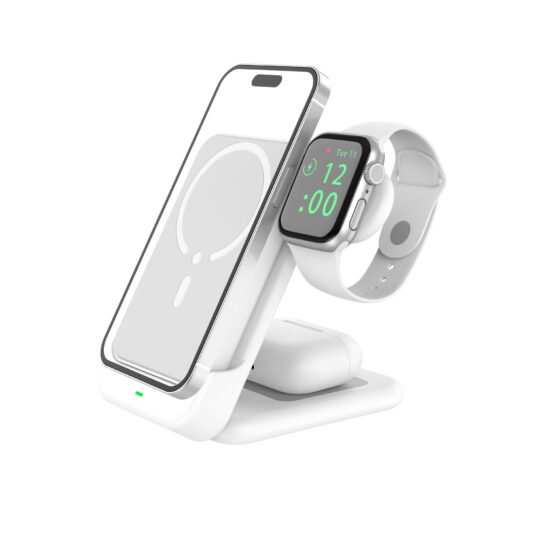 4-in-1 wireless charging station with 5000mAh portable power bank