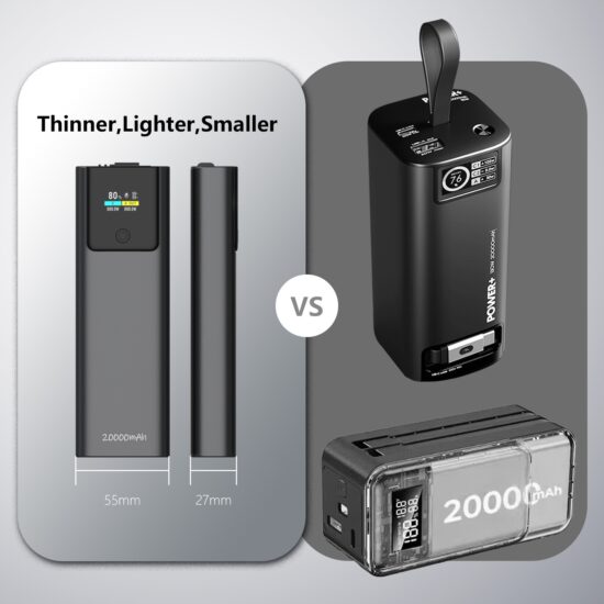 45W Compact Fast Charging Power Bank with Built-in Retractable Cable

