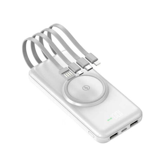 50000mAh Slim Power Bank with Wireless Charging and Built-in Cables