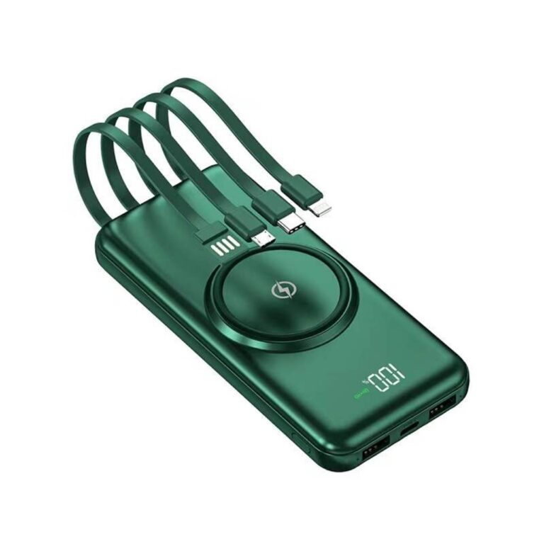50000mAh Slim Power Bank with Wireless Charging and Built-in Cables