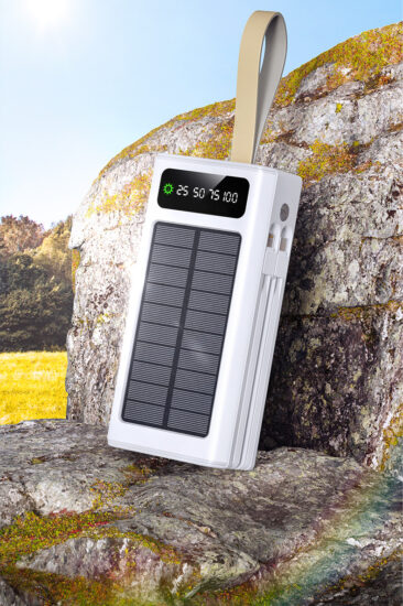 50000mAh Solar Power Bank with 22.5W Super Fast Charging and Built-in Cables