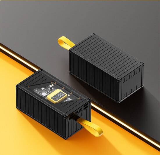 50000mAh transparent mecha-style power bank with fast charging and LED display