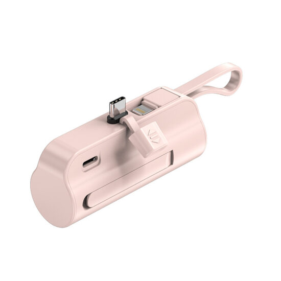 Capsule mini power bank 5000mAh with plug and phone stand for emergency charging