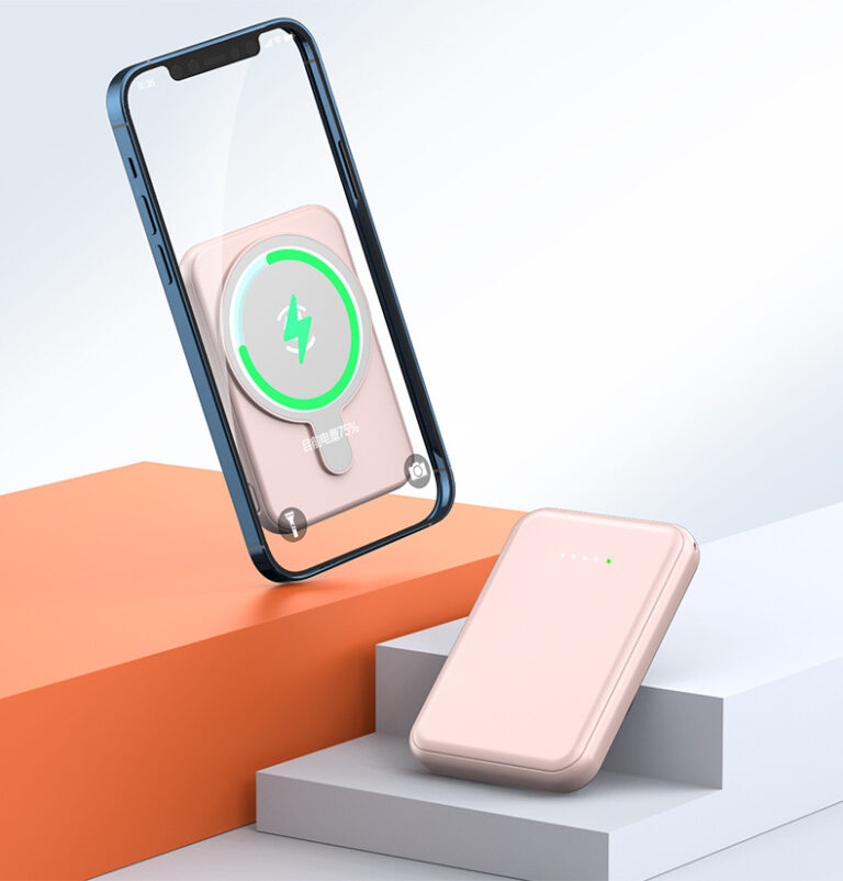 Portable 5000mAh magnetic wireless charger with Magsafe support