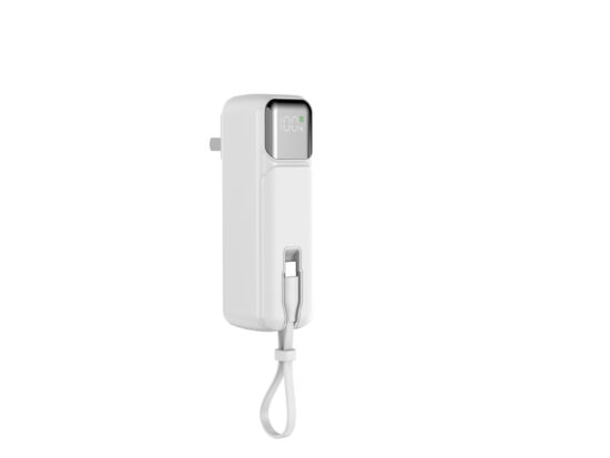 PD20W mini power bank with AC plug and built-in cable – compact fast charger
