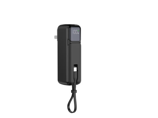 PD20W mini power bank with AC plug and built-in cable – compact fast charger